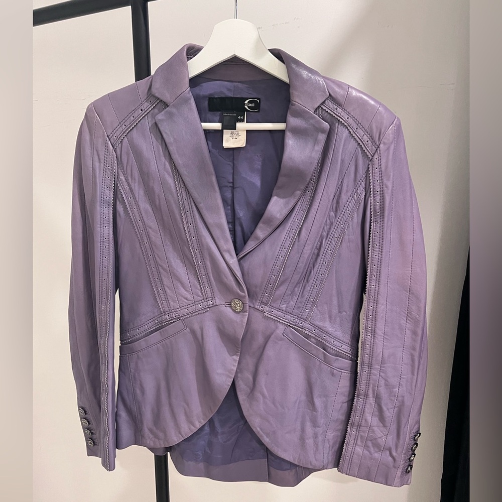 Y2K Roberto Cavalli purple leather jacket 44 - Picture 2 of 8